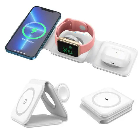 3-in-1 Draadloze Oplader – Inklapbaar voor iPhone, Samsung, Apple Watch & AirPods - inHype