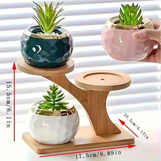 Bamboe Plantenstandaard 2 - Laags – Plantenrek Binnen – Duurzame Plantentafel – Compact & Stijlvol – Houten Plant Shelf - inHype