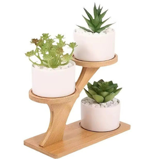 Bamboe Plantenstandaard 2 - Laags – Plantenrek Binnen – Duurzame Plantentafel – Compact & Stijlvol – Houten Plant Shelf - inHype
